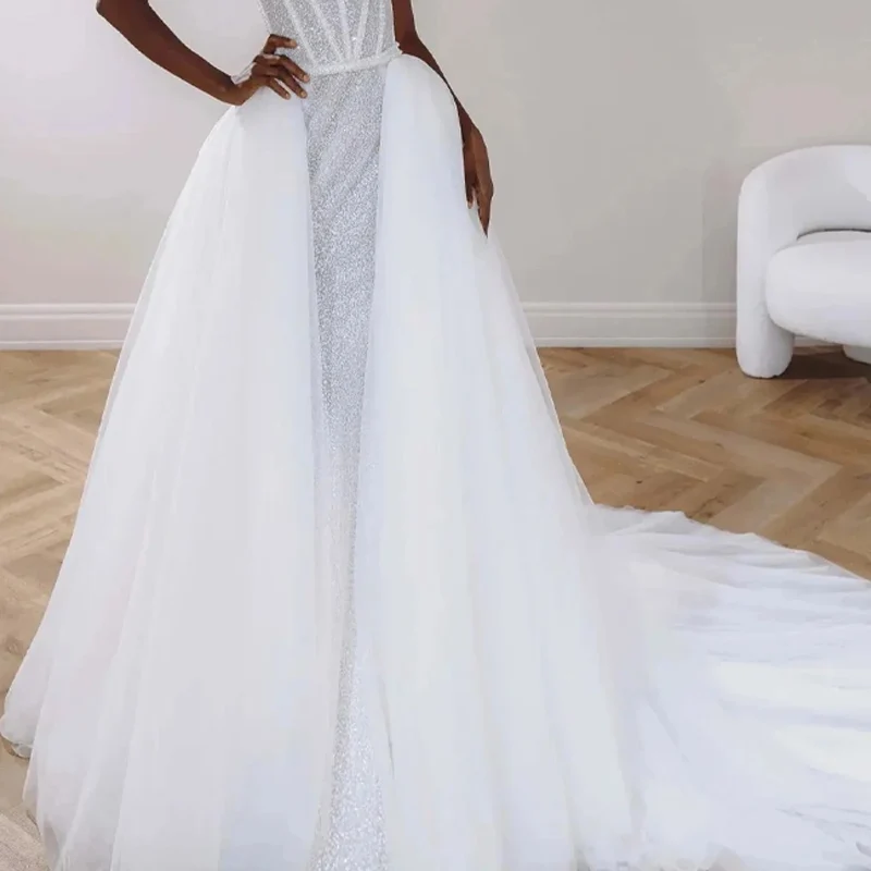 Soft Tulle Detachable Skirt Wedding Removable Train For Dresses Front Open Bridal Party Prom Overskirt Custom