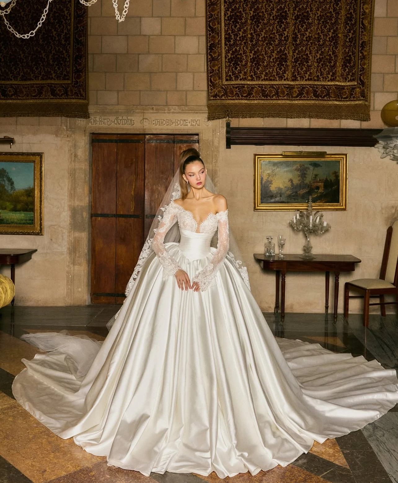 Customized Sexy Wedding Dress, Tight Lace Satin Skirt, Women's Retro Court Wedding Party Dress Vestido De Novia
