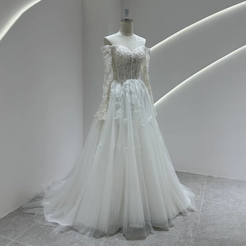 SL-9430 Customized 2025 Sweetheart Bride Wedding Dress Lace Appliques Beading Bohemian Backless Lace up Gown Beach Dress