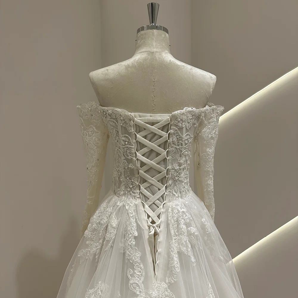 SL-9430 Customized 2025 Sweetheart Bride Wedding Dress Lace Appliques Beading Bohemian Backless Lace up Gown Beach Dress