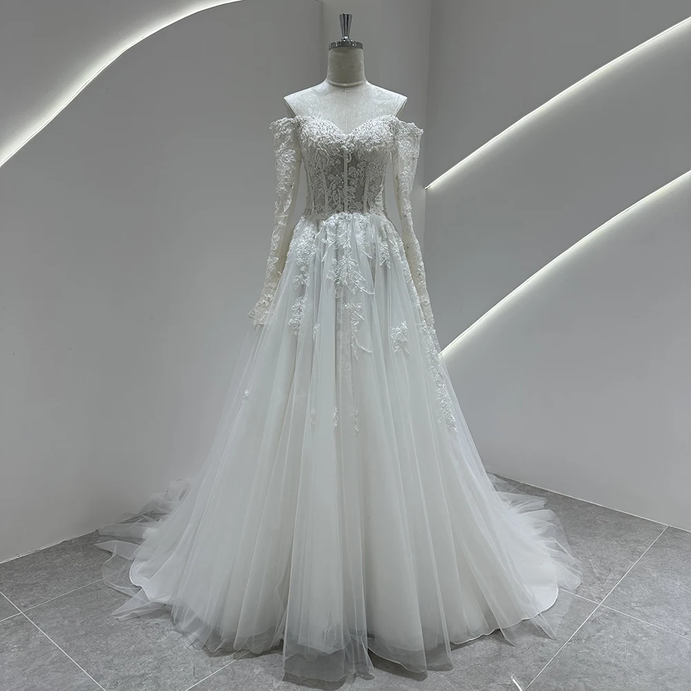 SL-9430 Customized 2025 Sweetheart Bride Wedding Dress Lace Appliques Beading Bohemian Backless Lace up Gown Beach Dress