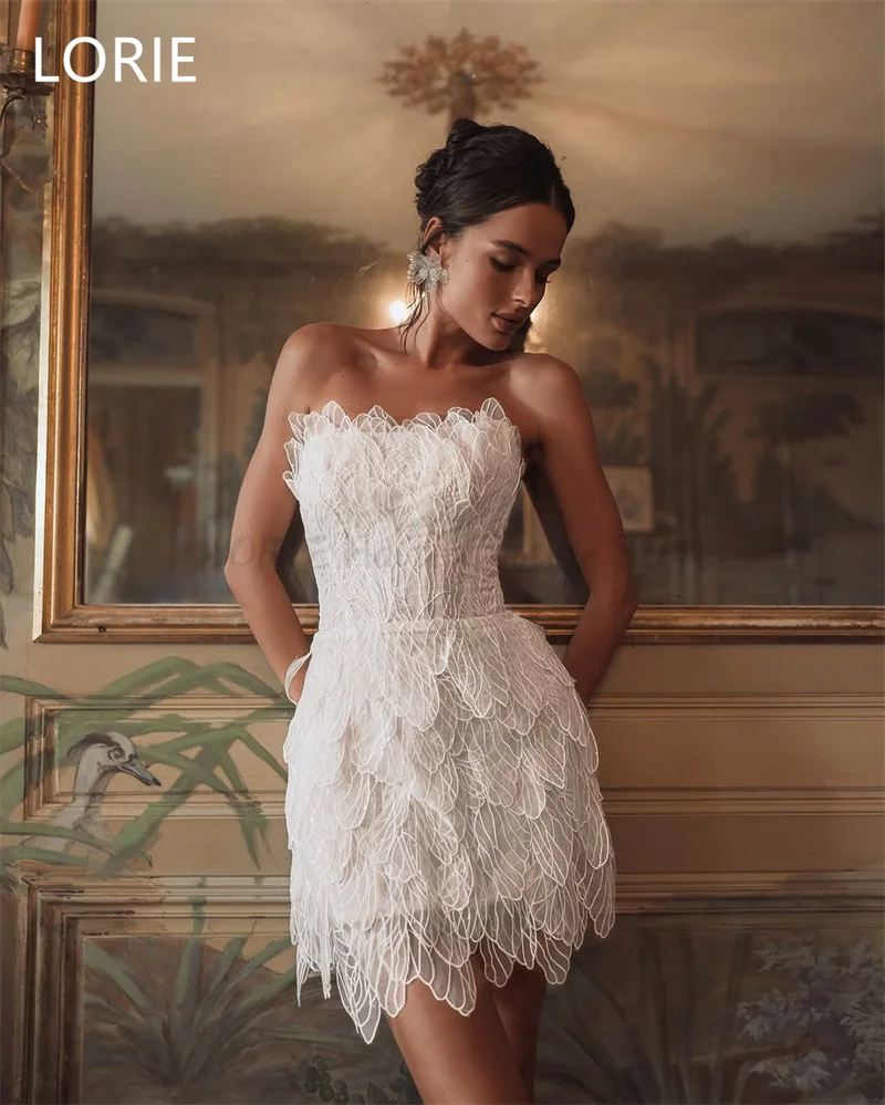 LORIE 3D Lace Applique Sexy A-line Sweetheart Short MIni Wedding Dress Backless Bridal Gowns vestidos de novia Customized 2025