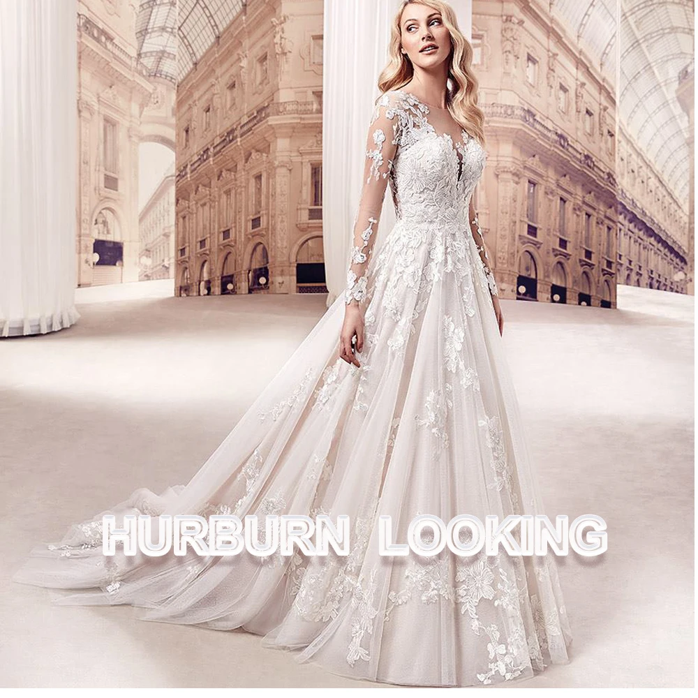 HERBURN Trendy Pockets Wedding Dresses for Women Bride Spaghetti Straps Corset Pearls Vestidos De Novia Brautmode Customized