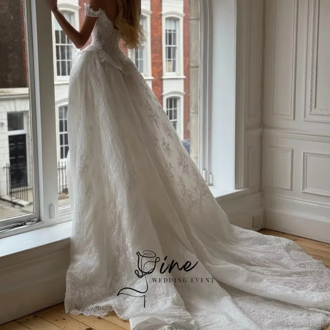Oine Luxury Wedding Dress 2026 Lace Corset Vestidos De Novia Sleeveless A-Line Off Shoulder Dresses For Bridal Gowns Customized