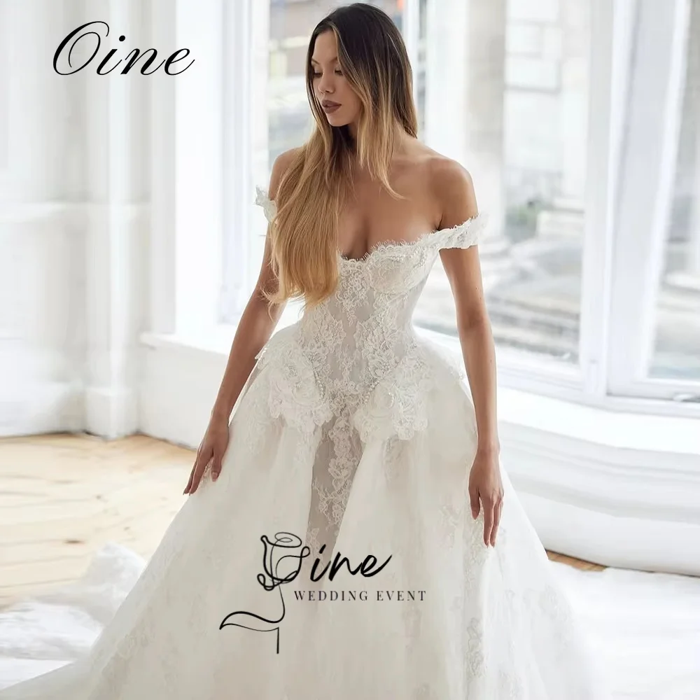 Oine Luxury Wedding Dress 2026 Lace Corset Vestidos De Novia Sleeveless A-Line Off Shoulder Dresses For Bridal Gowns Customized