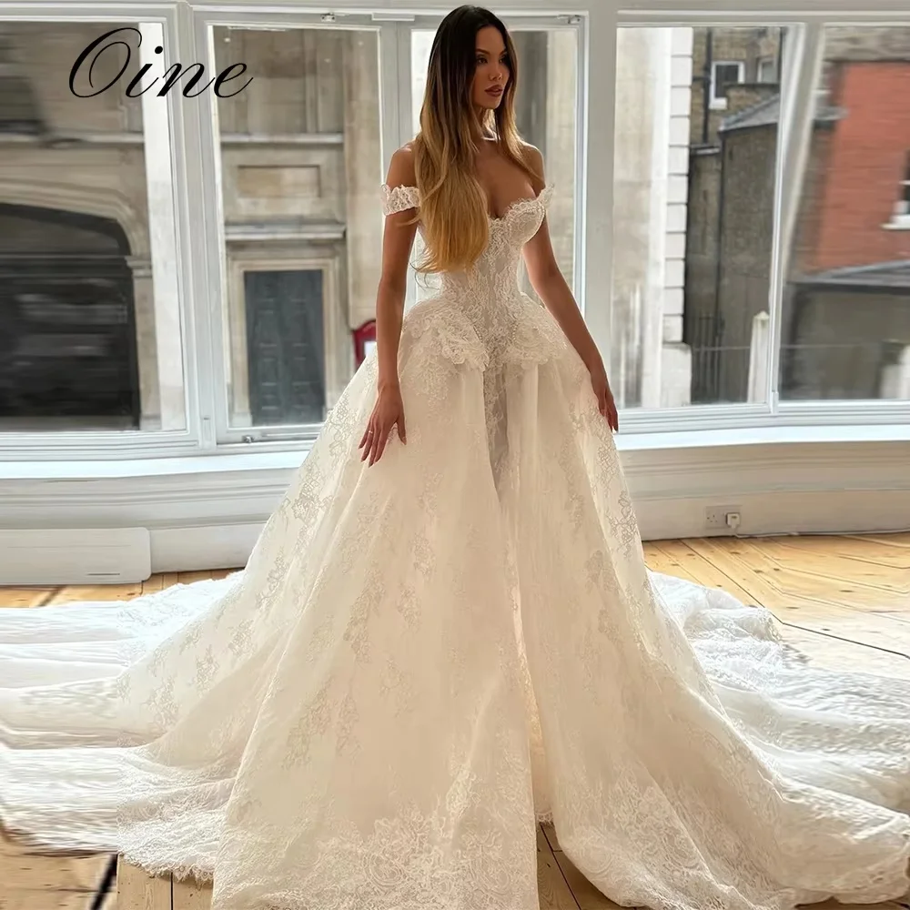 Oine Luxury Wedding Dress 2026 Lace Corset Vestidos De Novia Sleeveless A-Line Off Shoulder Dresses For Bridal Gowns Customized