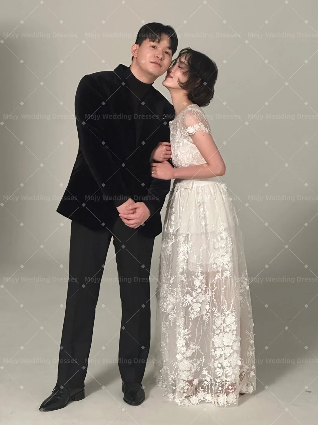 Mojy O-Neck Lace Tulle Wedding Dresses Photo shoot Korea Floor-Length Bride Gowns Customized Princess 웨딩드레스 2026