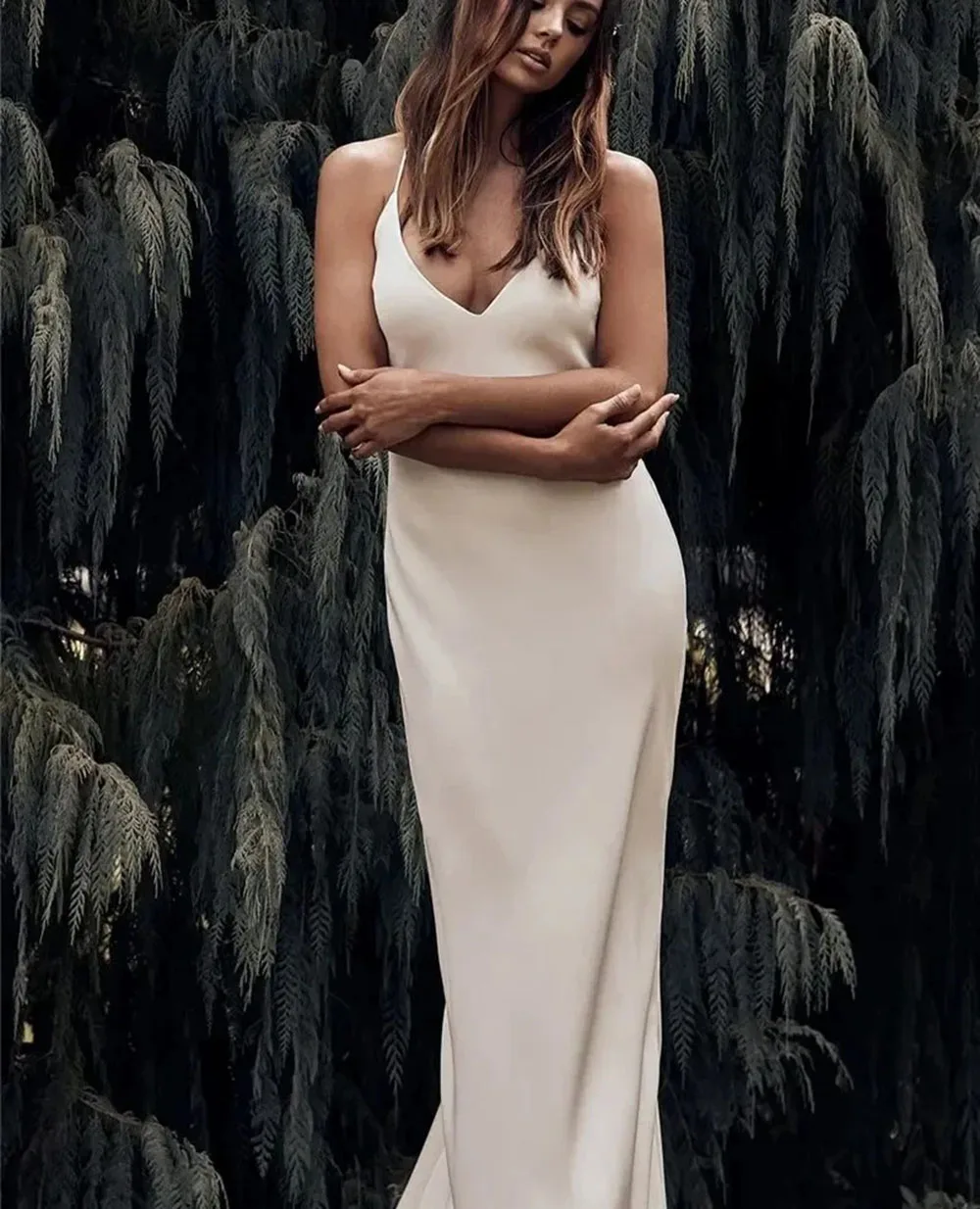 Simple Mermaid Wedding Dress Bride 2026 Boho Sexy Backless V Neck Wedding Gown Brides Wear Bridal Dress For Women Customizd