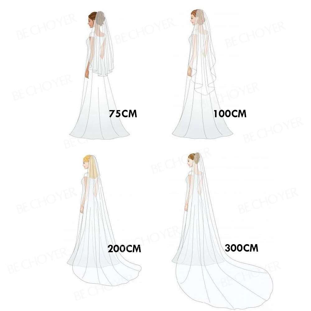 BECHOYER Customized Veil Wedding Dress Appliques Lace Tulle Bride Gown Vestido De Noiva ACC