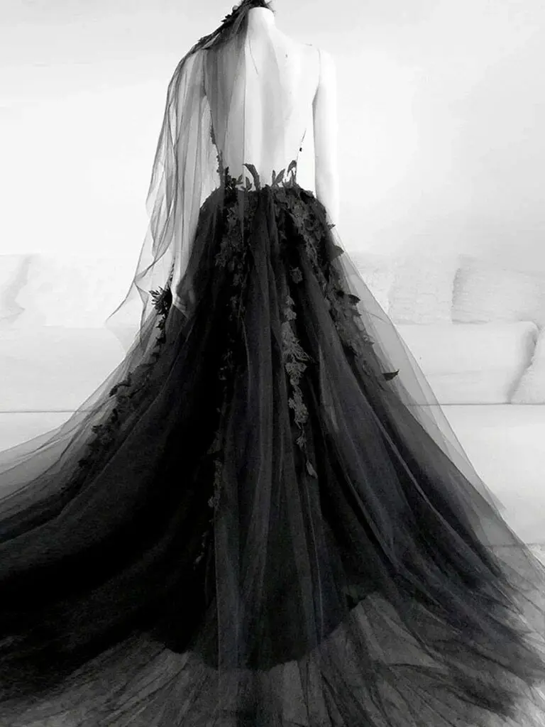 Gothic Vintage Black Wedding Dress Customized Lace Vestidos De Novia High Neck Mermaid Bridal Gowns Long Sleeve Bride