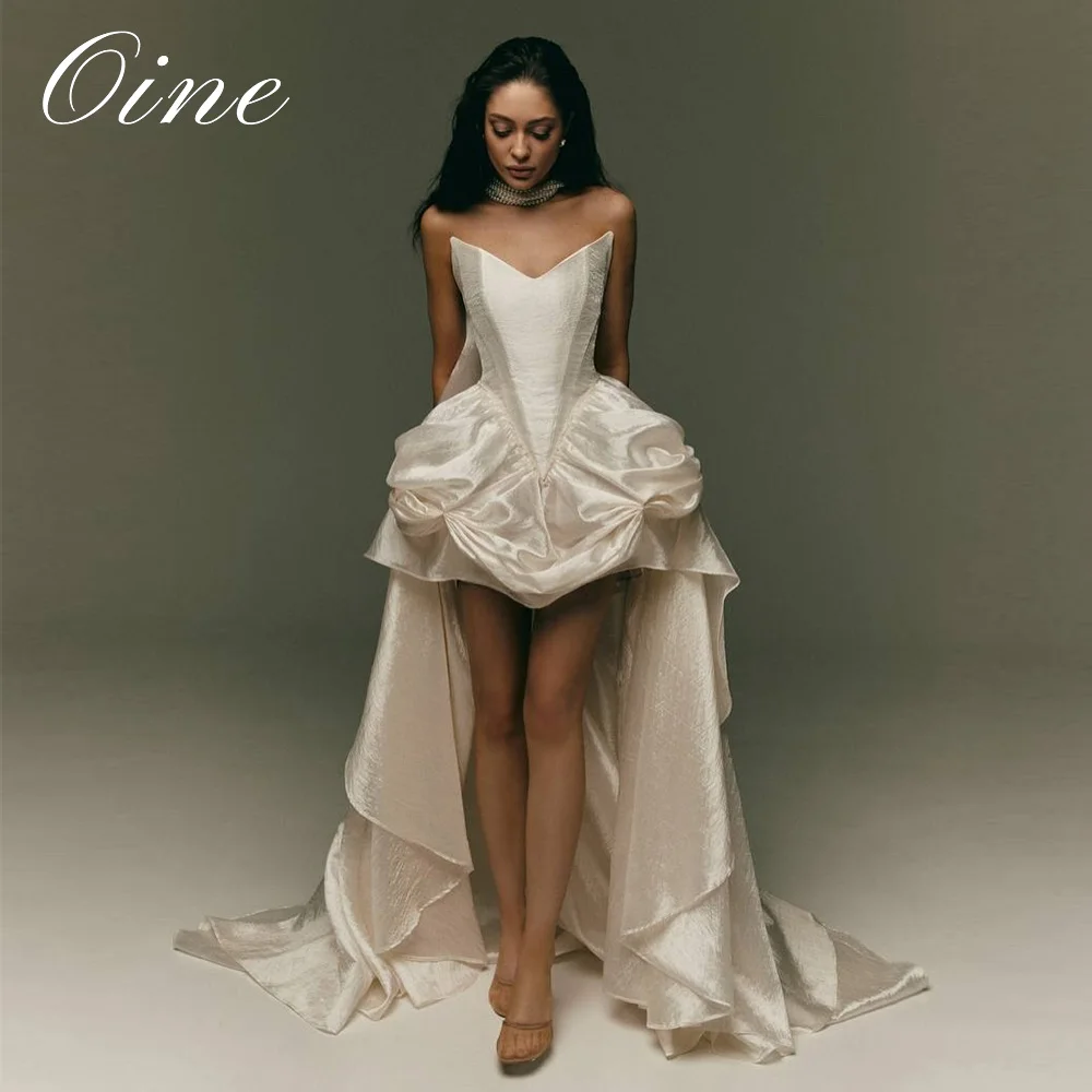 Oine Elegant V-Neck Sleeveless Wedding Dresses with Scarf 2026 Ruffles A-line Pleat Bridal Gowns Detachable Skirt Customized
