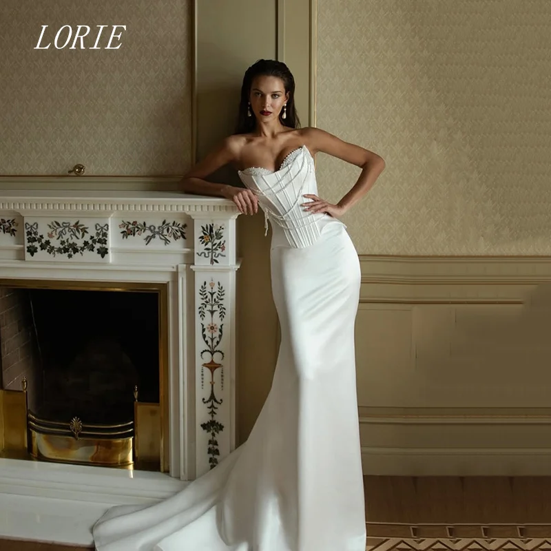 LORIE Luxury Mermaid Wedding Dress Sleeveless Bridal Dresses Shining Strapless Corset Wedding Gown Customized 2026