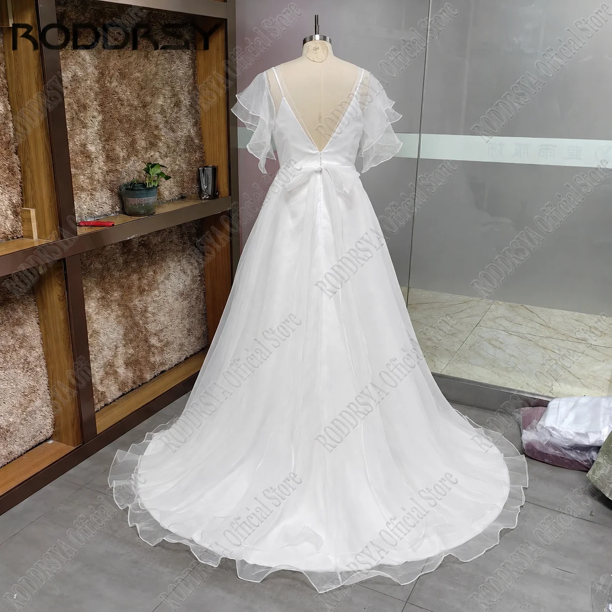 JEHETH Simplism Organza Wedding Dress With Batwing Sleeves A-line Elegant Bridal Gowns Backless Boho vestido de noiva Customized