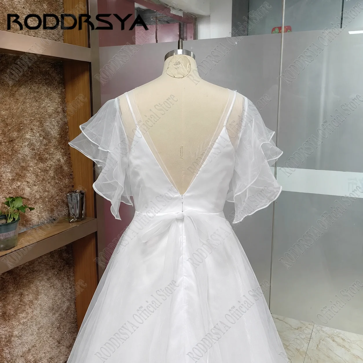 JEHETH Simplism Organza Wedding Dress With Batwing Sleeves A-line Elegant Bridal Gowns Backless Boho vestido de noiva Customized