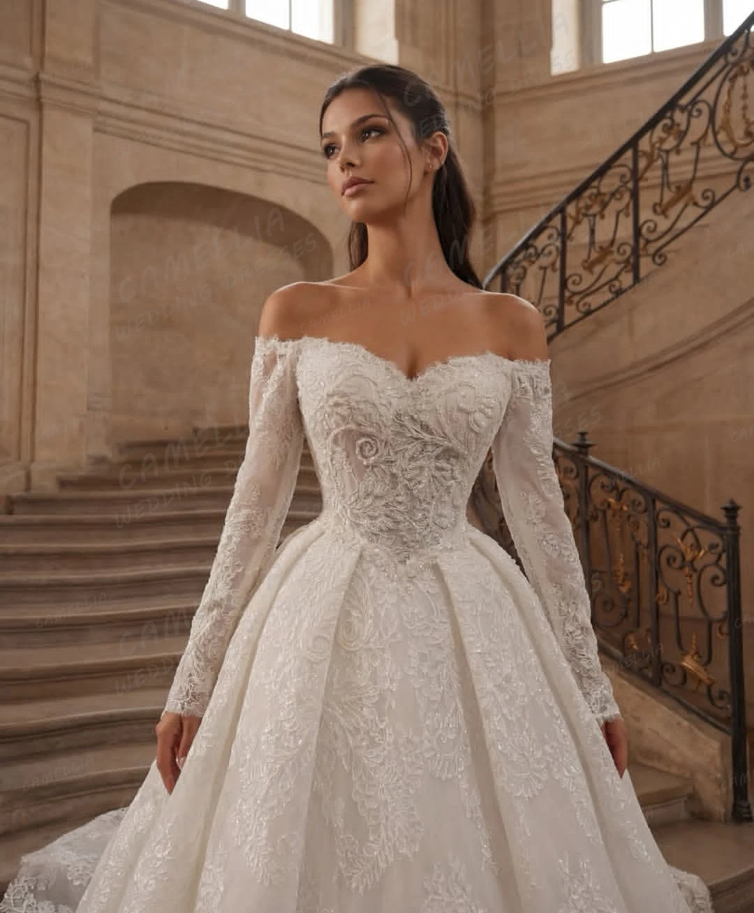 Luxury Shiny Wedding Dresses Sweetheart Women's A Line Bridal Gowns Sequined Off Shoulder Ruffles Vestidos De Novia Customized