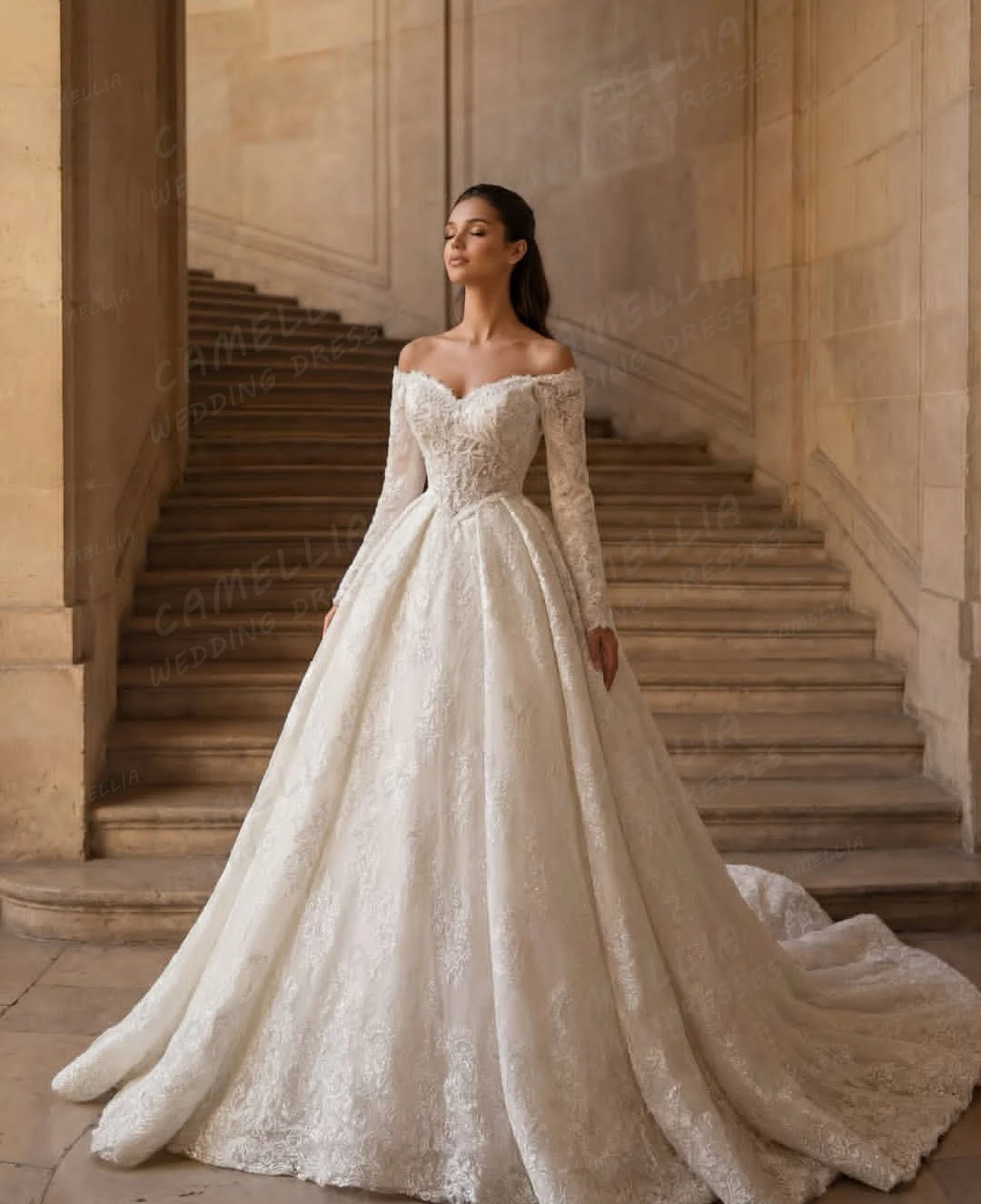 Luxury Shiny Wedding Dresses Sweetheart Women's A Line Bridal Gowns Sequined Off Shoulder Ruffles Vestidos De Novia Customized