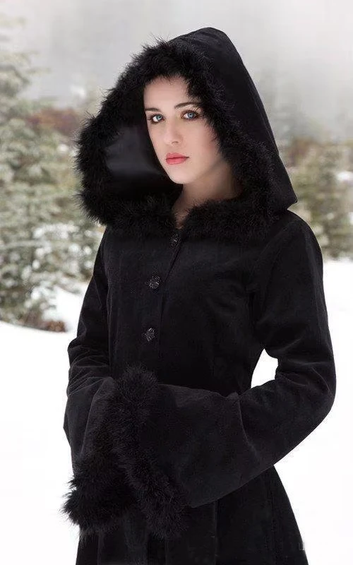 Fur Long Wedding Jacket Hallowmas Hooded Velvet Cloaks Winter Wedding Capes Wicca Robe Warm Coats Bride Jacket Customized