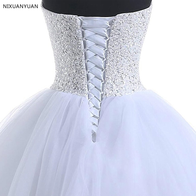 Hot Sale Wedding Dress Beading Vestido De Noiva Lace-up Back Robe De Mariage White Bridal Gowns Customized
