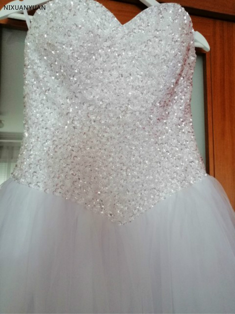 Hot Sale Wedding Dress Beading Vestido De Noiva Lace-up Back Robe De Mariage White Bridal Gowns Customized
