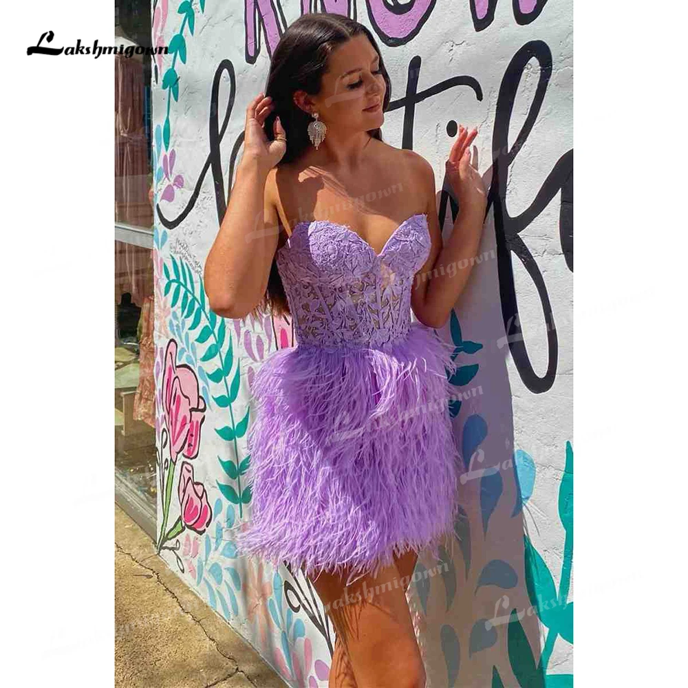 Lakshmigown Sexy Sheath Sweetheart Lace Feather Skirt Homecoming Dress Wedding Dress Customized Prom Bridal Gowns Vestidos Robe
