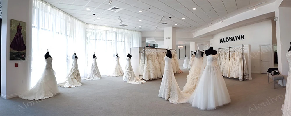 Alonlivn Custom Made Luxury Satin Ball Gown Wedding Dresses Removable Sleeves Beaded Pearls Lace Boat Neck Princess Bridal Gowns