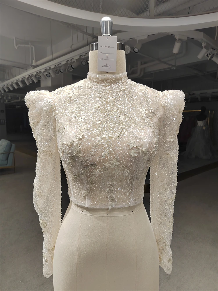 Bride Accessories Long Sleeve High Neck Shinny Jacket Of Wedding Dresses For Girls To Wear