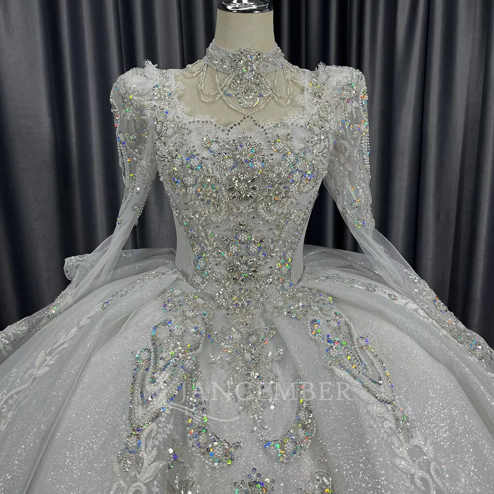 Long Sleeves Wedding Dresses For Women 2025 Square Collar Chapel Wedding Gowns Bridal Gowns Sequins платье свадебн