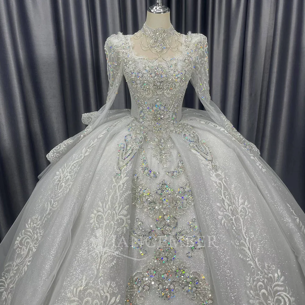 Long Sleeves Wedding Dresses For Women 2025 Square Collar Chapel Wedding Gowns Bridal Gowns Sequins платье свадебн