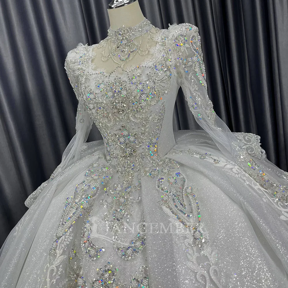 Long Sleeves Wedding Dresses For Women 2025 Square Collar Chapel Wedding Gowns Bridal Gowns Sequins платье свадебн