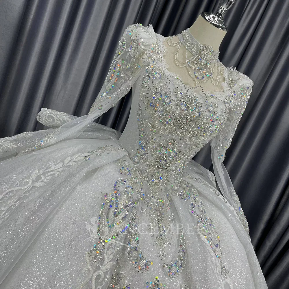 Long Sleeves Wedding Dresses For Women 2025 Square Collar Chapel Wedding Gowns Bridal Gowns Sequins платье свадебн