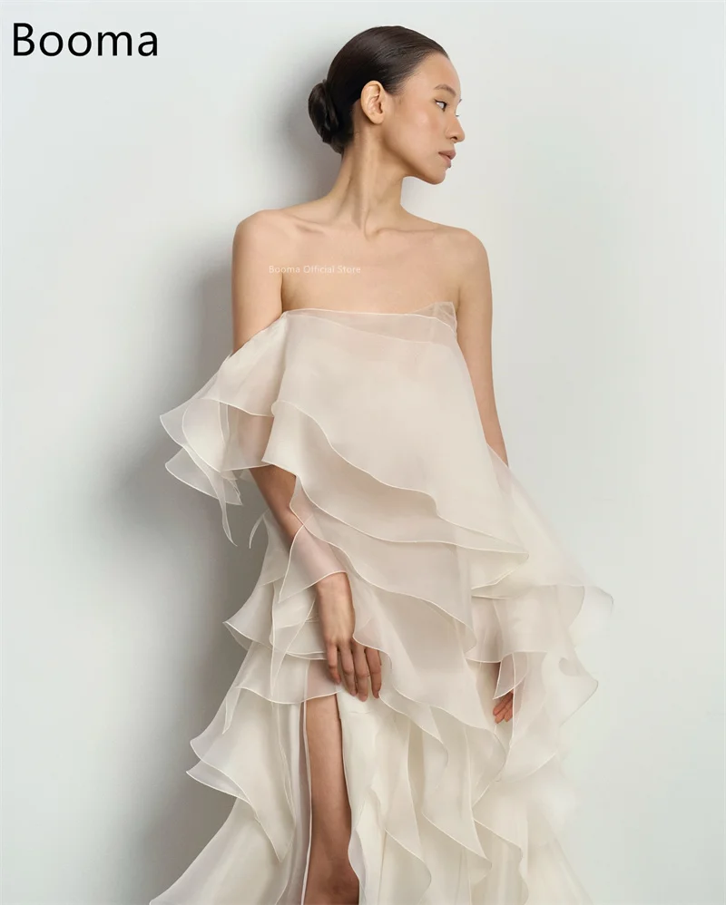 Booma Mermaid One Shoulder Simple Organza Wedding Dresses Sleeveless Pleat Brides Gown Custom Made 2025