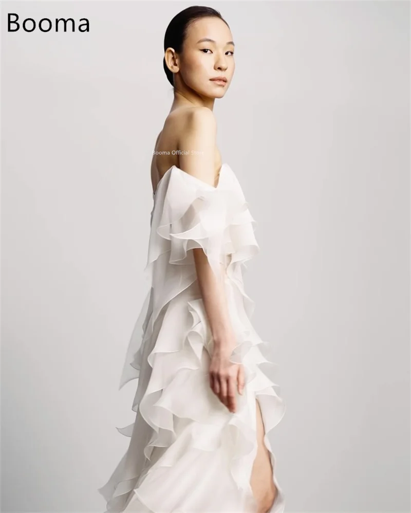 Booma Mermaid One Shoulder Simple Organza Wedding Dresses Sleeveless Pleat Brides Gown Custom Made 2025