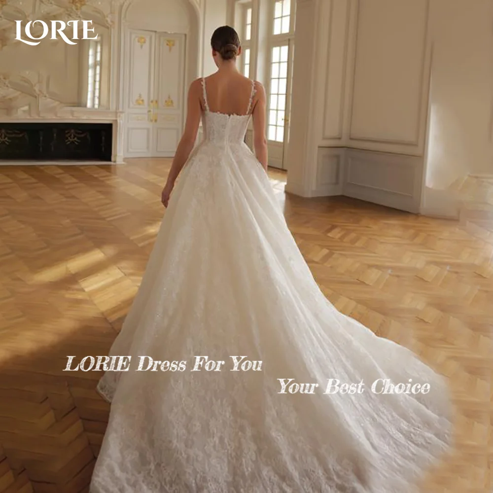LORIE Vintage Lace Wedding Dress A-Line Strapless Appliques Princess Bridal Gown V Corset 3D Flower Ball Bride Gown Customized