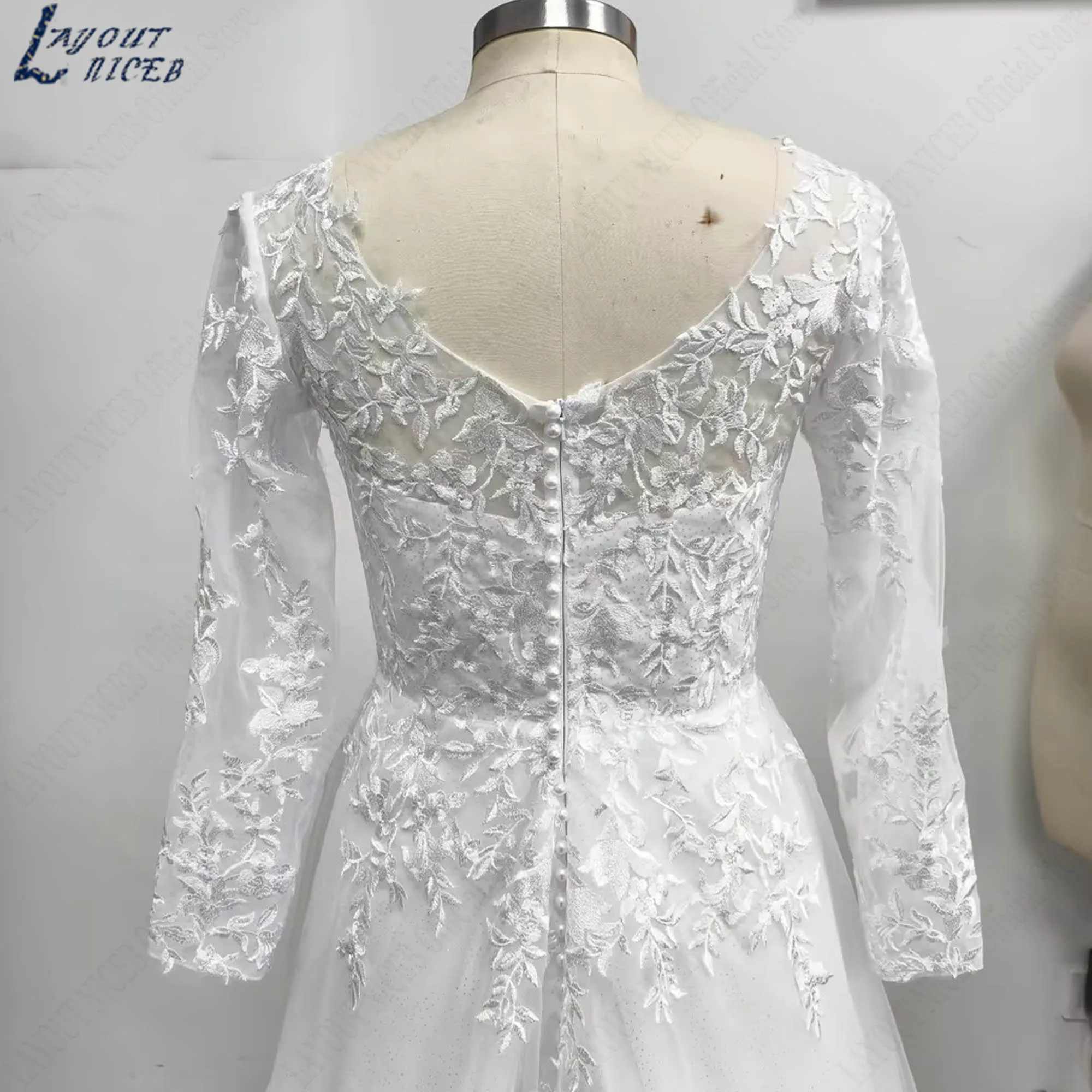 Tulle Appliques Wedding Dresses Women Long Sleeves A-line V-neck Plus Size Princess Bride Gowns 2026 vestido de novia Customized