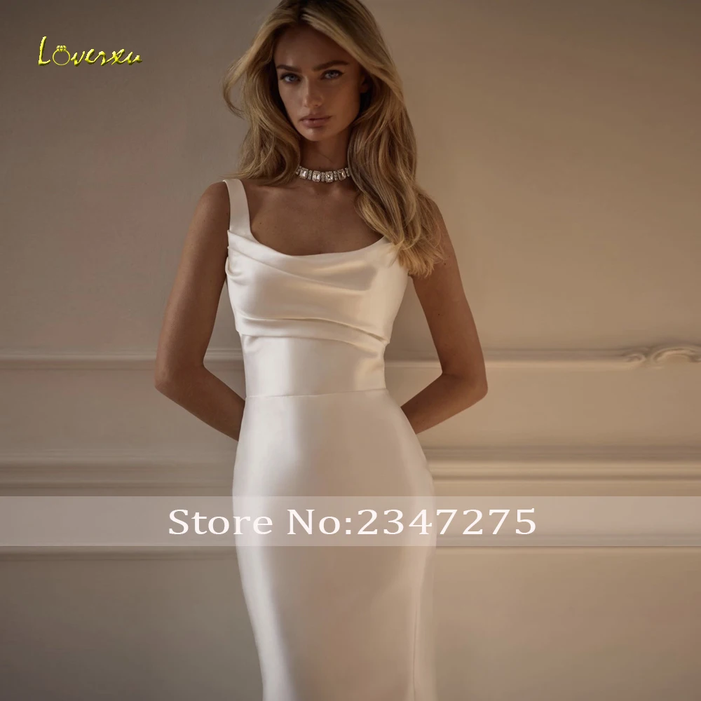 Loverxu Mermaid Sexy Wedding Dresses Scalloped Sleeveless Vestido De Novia Matte Satin 2 In 1 Vintage Custom Made Bridal Gown