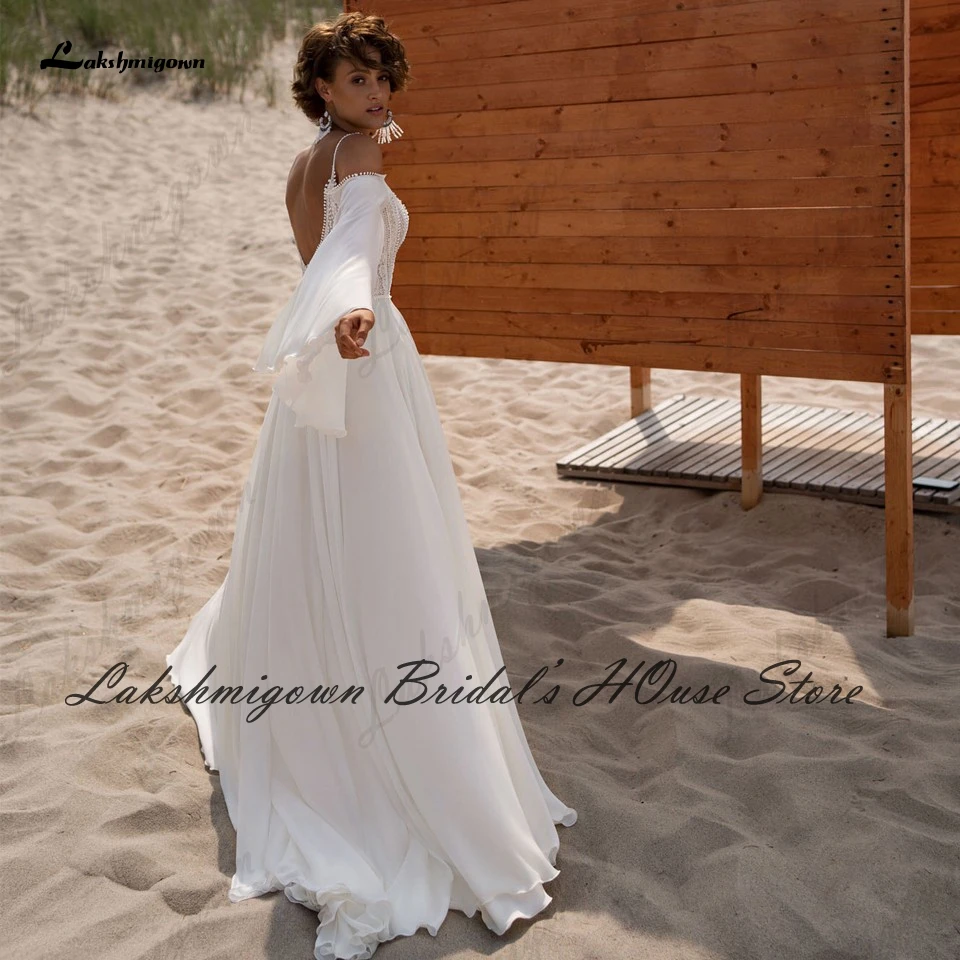 Lakshmigown Puffy Long Sleeve Boho Wedding Dress 2025 Robe Mariee Sexy Bridal Beach Summer Wedding Dresses Side Split Customized