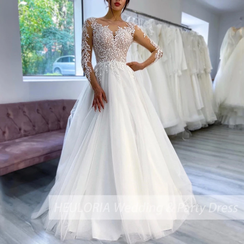 Boho Wedding Dress Long Sleeve Bride Dress Plus Size Robe De Mariee Lace A Line Wedding Bridal Gown customized