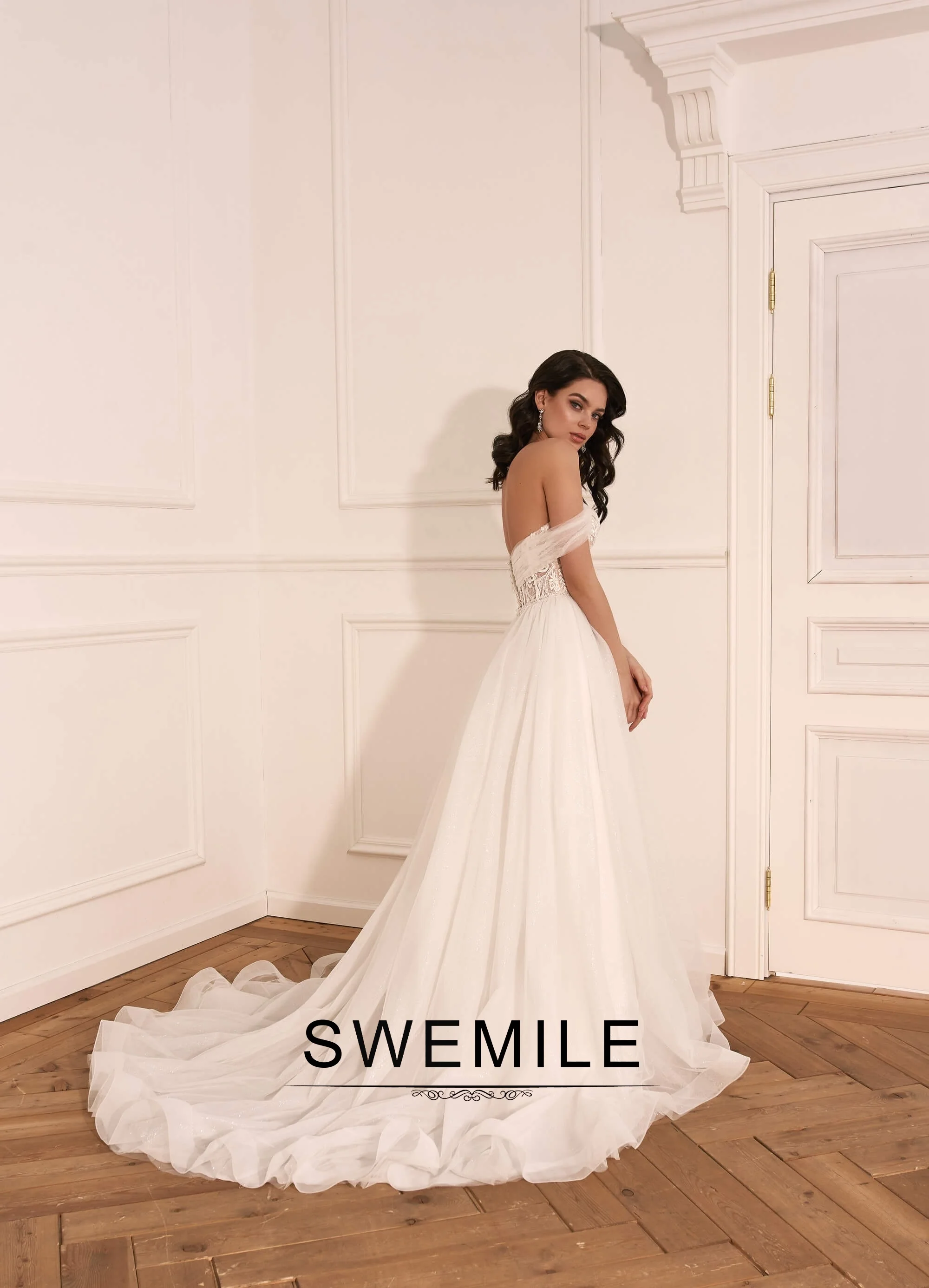 SWEMILE Fancy Slit 2026 Wedding Dresses A-line Off the Shoulder Bridal Gown Appliques Vestidos De Novia Plus Size Customized