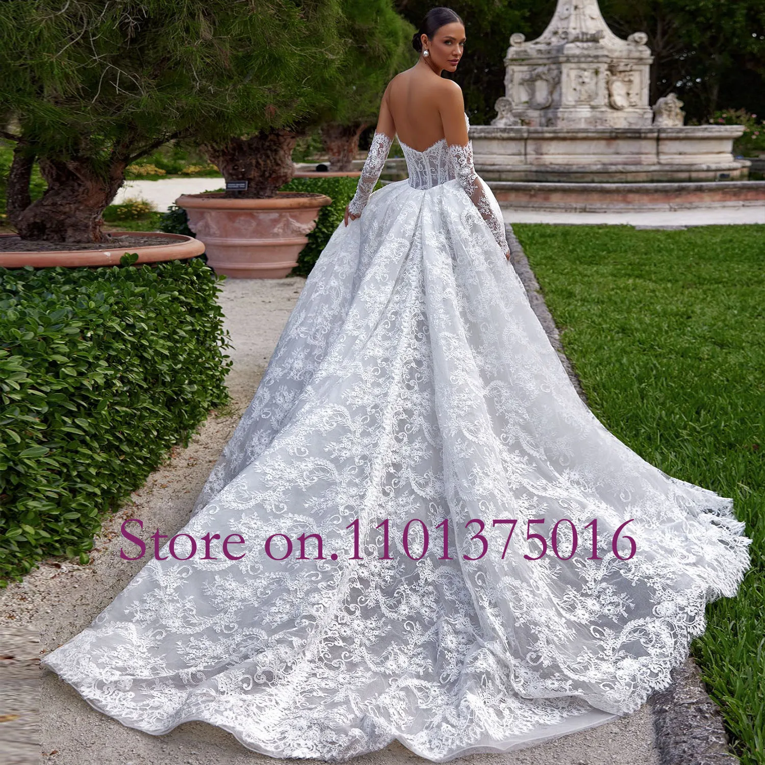 Pearls Sweetheart Neck Detachable Long Sleeve 2 Pieces High Quality Lace Mermaid Wedding Dress Elegant Vestido De Noiva Sereia