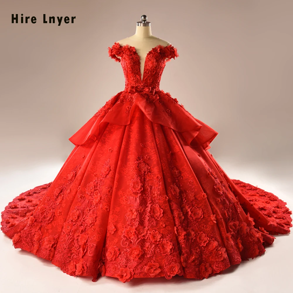 Long Sleeve Beading Appliques Lace Gorgeous Ball Gown Wedding Dress Real Photos Vestido De Noiva Princesa