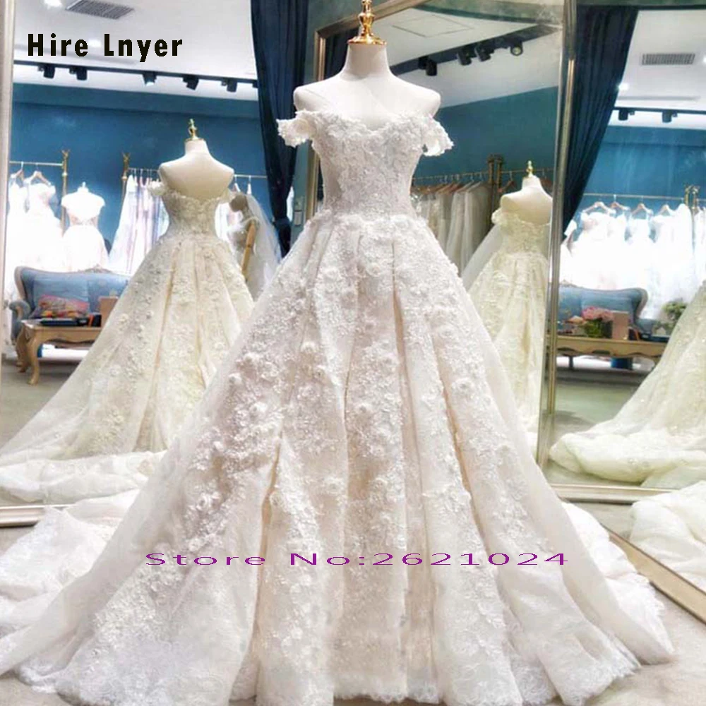 Long Sleeve Beading Appliques Lace Gorgeous Ball Gown Wedding Dress Real Photos Vestido De Noiva Princesa