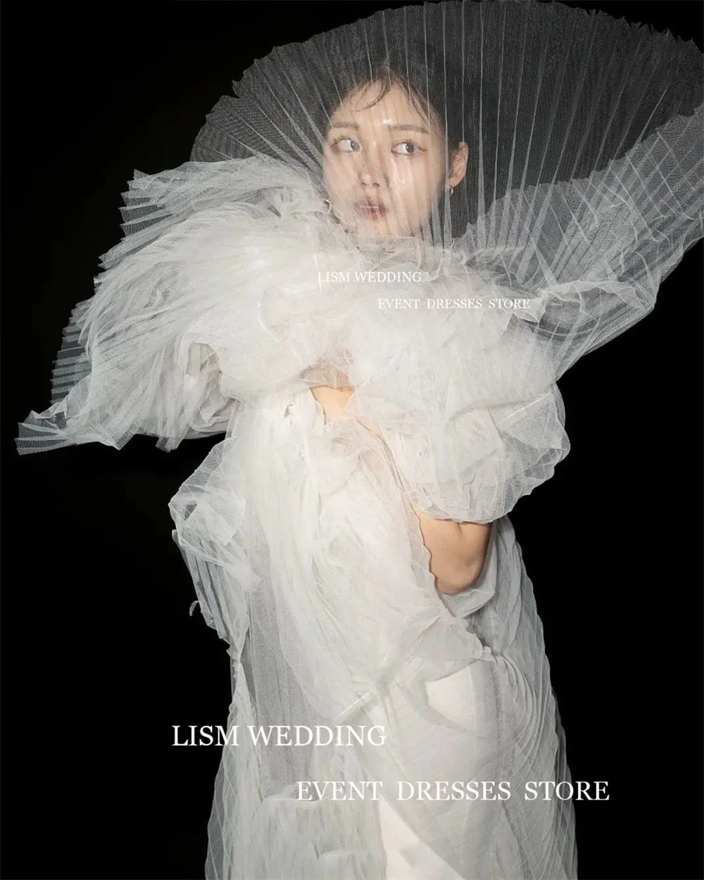 LISM Simple Tulle Tiered Ruffles Korea Wedding Dress Spaghetti Strap A-Line Formal Dress Vestidos De Novia Customised Bride Gown