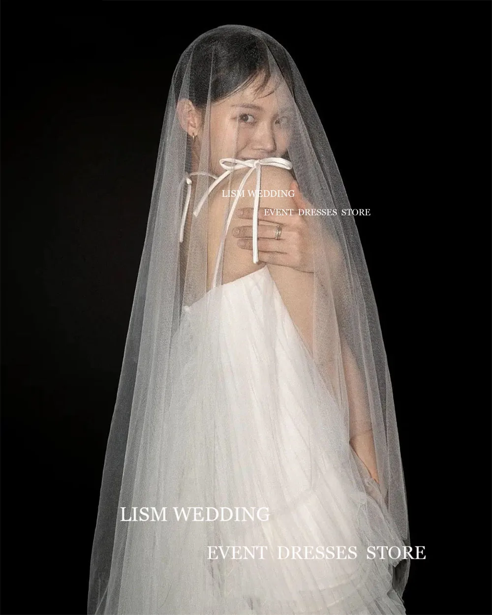 LISM Simple Tulle Tiered Ruffles Korea Wedding Dress Spaghetti Strap A-Line Formal Dress Vestidos De Novia Customised Bride Gown