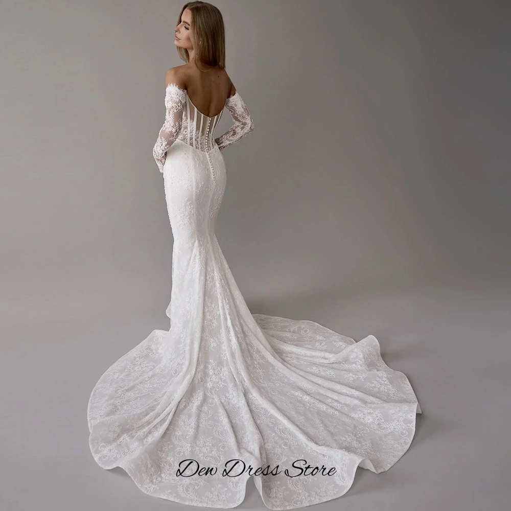 Temperament Mermaid Sleeveless Wedding Dress Elegant Organza Customized Robe de mariée Dreamy Lace Appliques Vestido De Novia