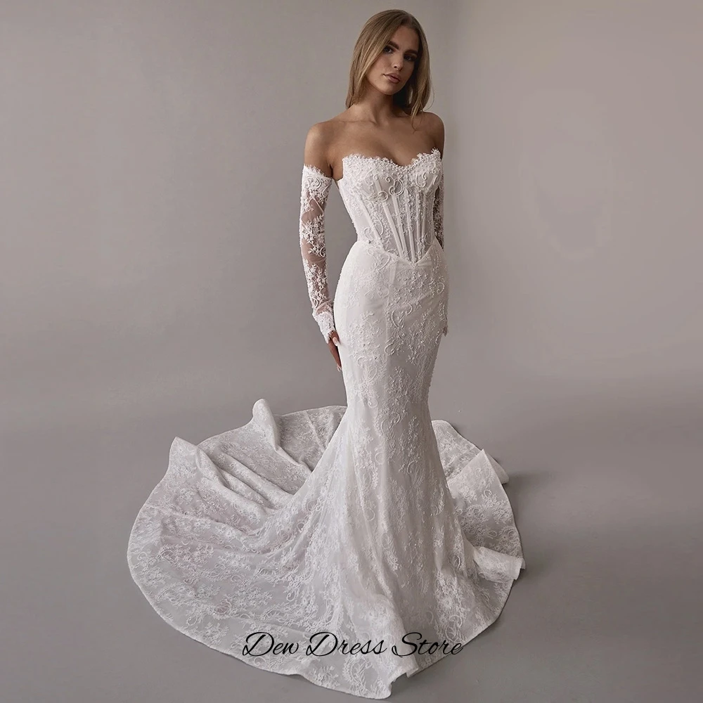 Temperament Mermaid Sleeveless Wedding Dress Elegant Organza Customized Robe de mariée Dreamy Lace Appliques Vestido De Novia