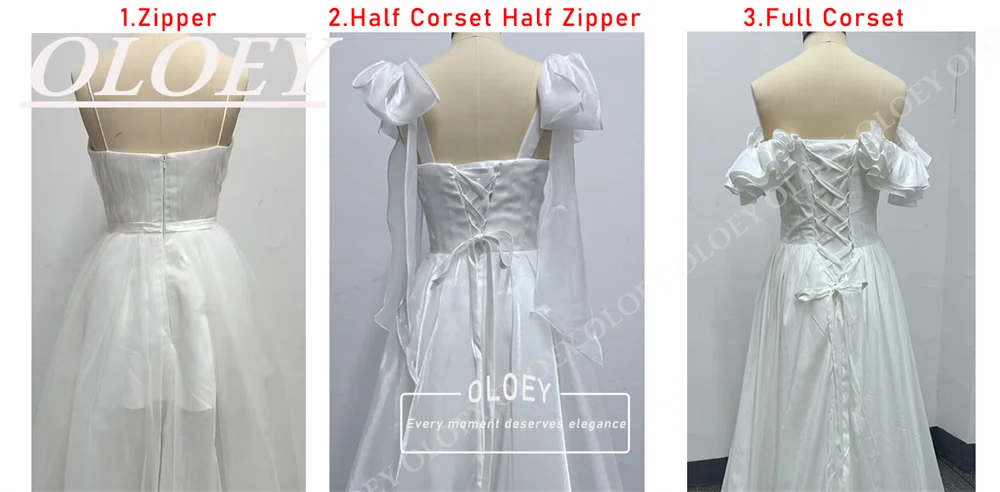 OLOEY Fairy Flowers Short Puffy Wedding Dresses with Detachable Tail Sleeves Sweetheart Neck Mini Bridal Gown Customized Corset