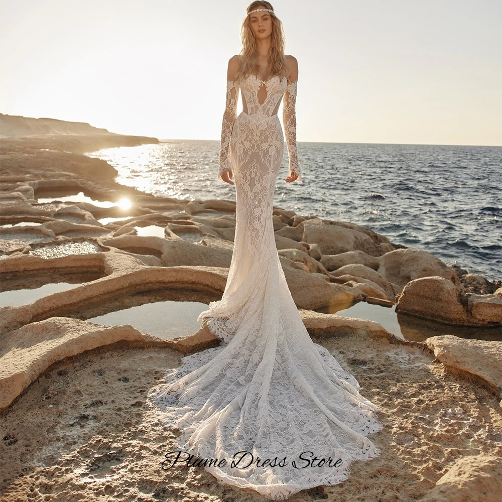 Fashion Sweetheart Sleeveless Lace Wedding Dress Customized Mermaid Appliques Bridal Gowns Simple Lace Up Back Vestido De Novia