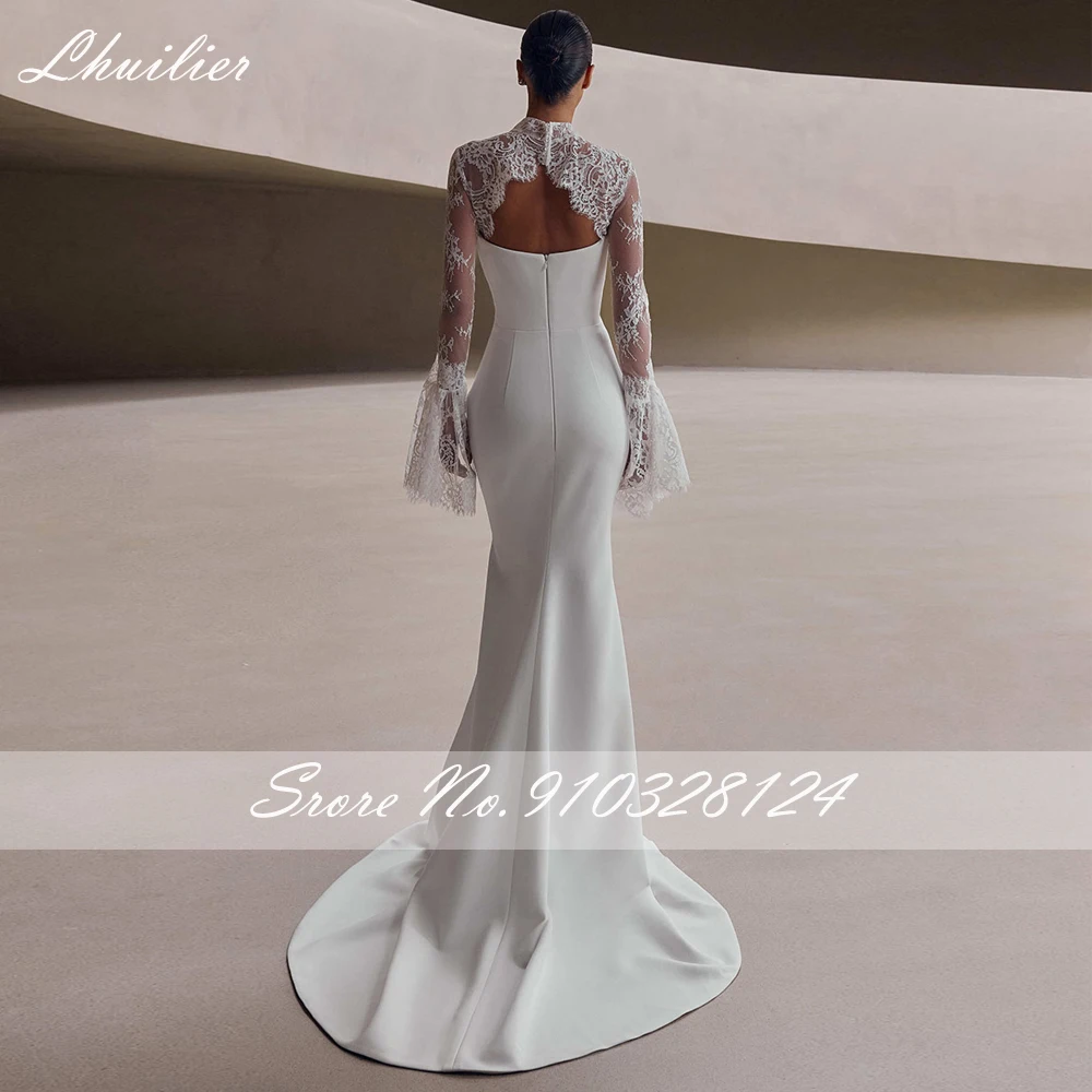 Lhuilier Customized Strapless Mermaid Chiffon Wedding Dresses Pleated Bridal Gowns with Removable Sashes