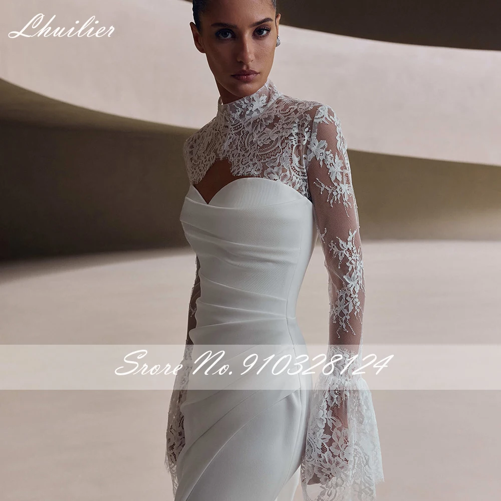 Lhuilier Customized Strapless Mermaid Chiffon Wedding Dresses Pleated Bridal Gowns with Removable Sashes
