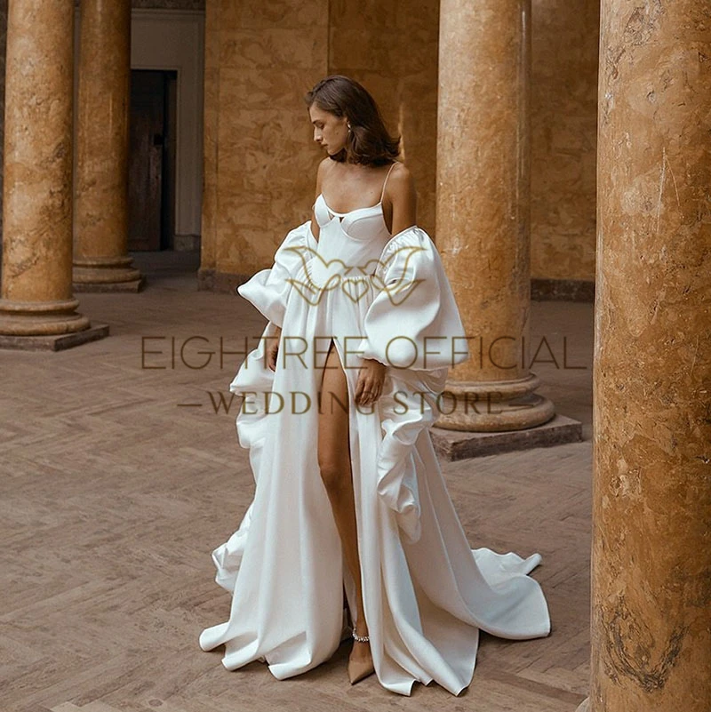 Eightree 2025 Wedding Dresses Mermaid Bridal Gown Spaghetti Straps Split Ball Gowns Glamorous Robes Vestidos De Novia Customized